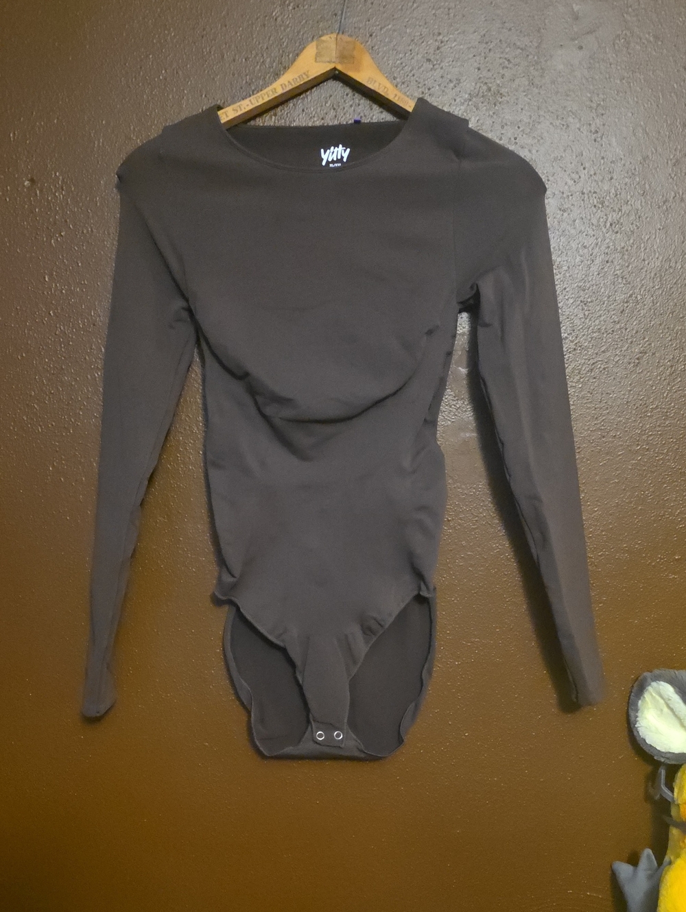YITTY Long-Sleeve One-Piece Snatching Bodysuit in Dark Brown